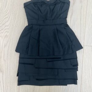 BCBGMaxAzria Black Strapless Layered Dress